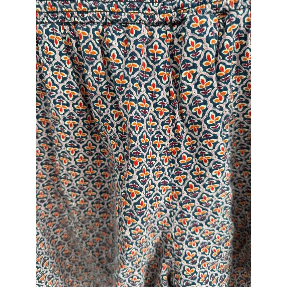 J. Jill 100% cotton smocked waist pull on printed wide leg culottes shorts sz XL